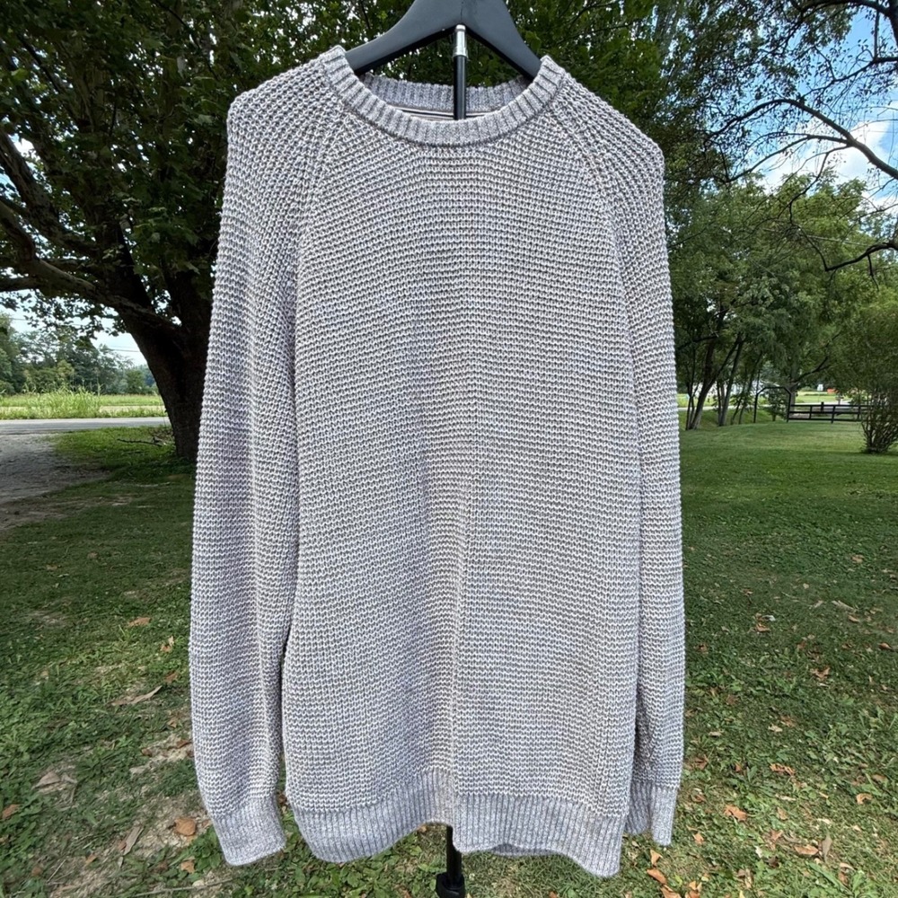 Outpost Makers Mens XL Tan Waffle Knit Cotton Crewneck Sweater Oatmeal